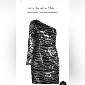 Aiden Mattox One-Shoulder Zebra Sequins Dress